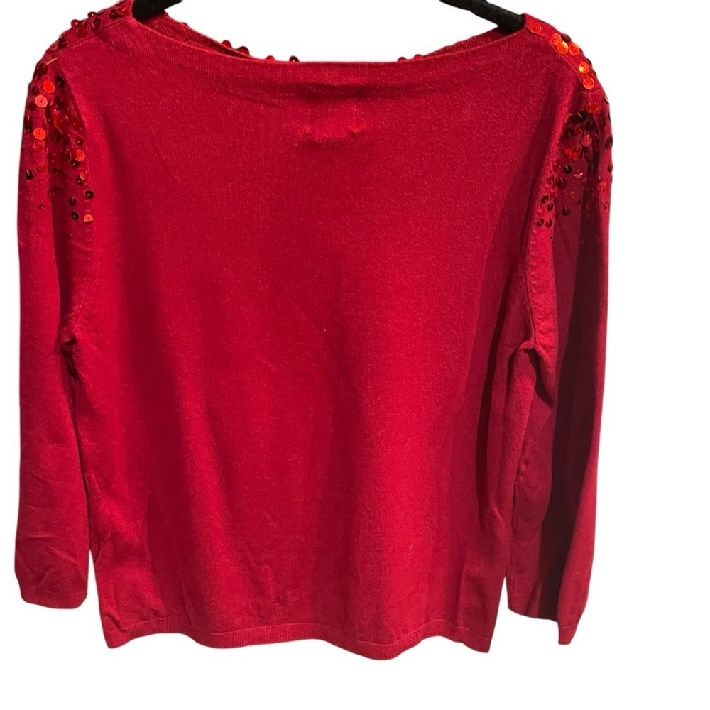 Ruby Road red sweater with sequin embellishments … - image 2